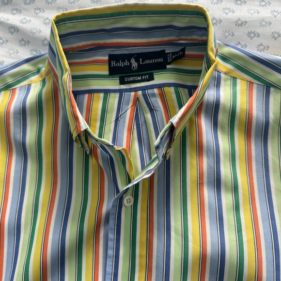 Ralph Lauren Men’s Blue and Green Casual Button Down Shirt - Picture 3 of 6